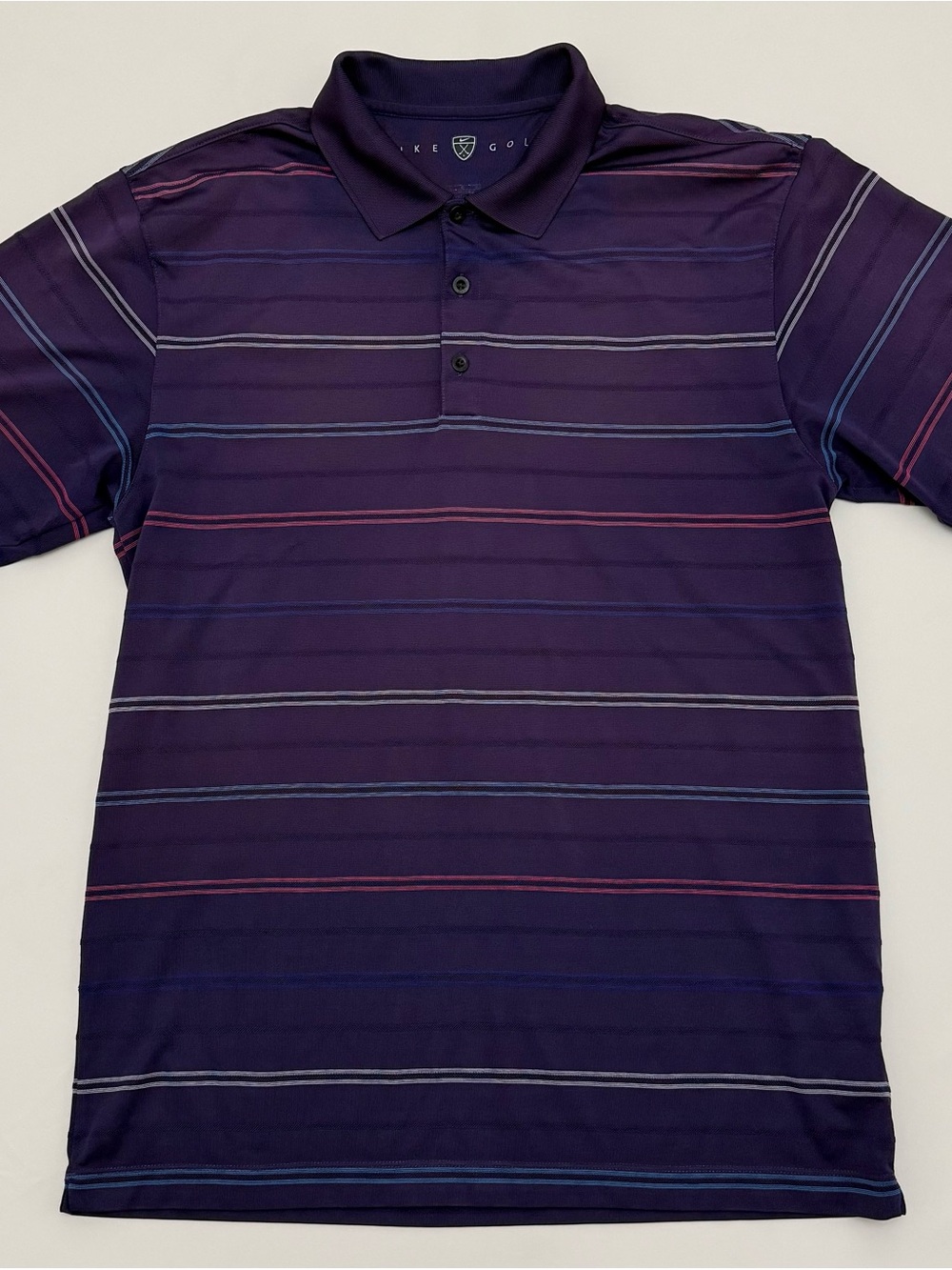 2000s Nike Golf Men’s Purple Striped Polo Shirt Size Large